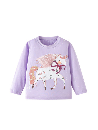 MyKids-USA® Spring and Autumn Baby Kids Girls Cartoon Pattern Long Sleeves Top