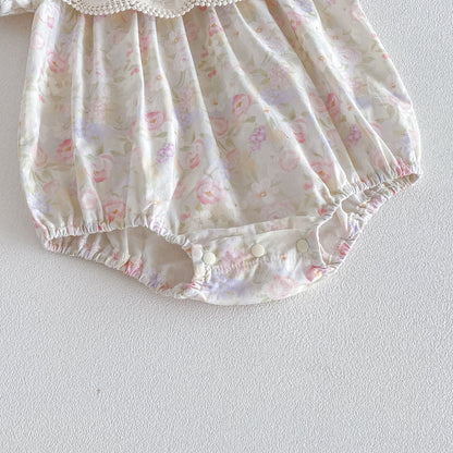 Summer  Arrival Baby Girls Short Sleeves Flowers Pattern Embroidered Lace Trim Collar Bodysuir, MyKids-USA®, Baby & Children's One-Pieces, MyKids-USA -  -  -  -  -  -  - .