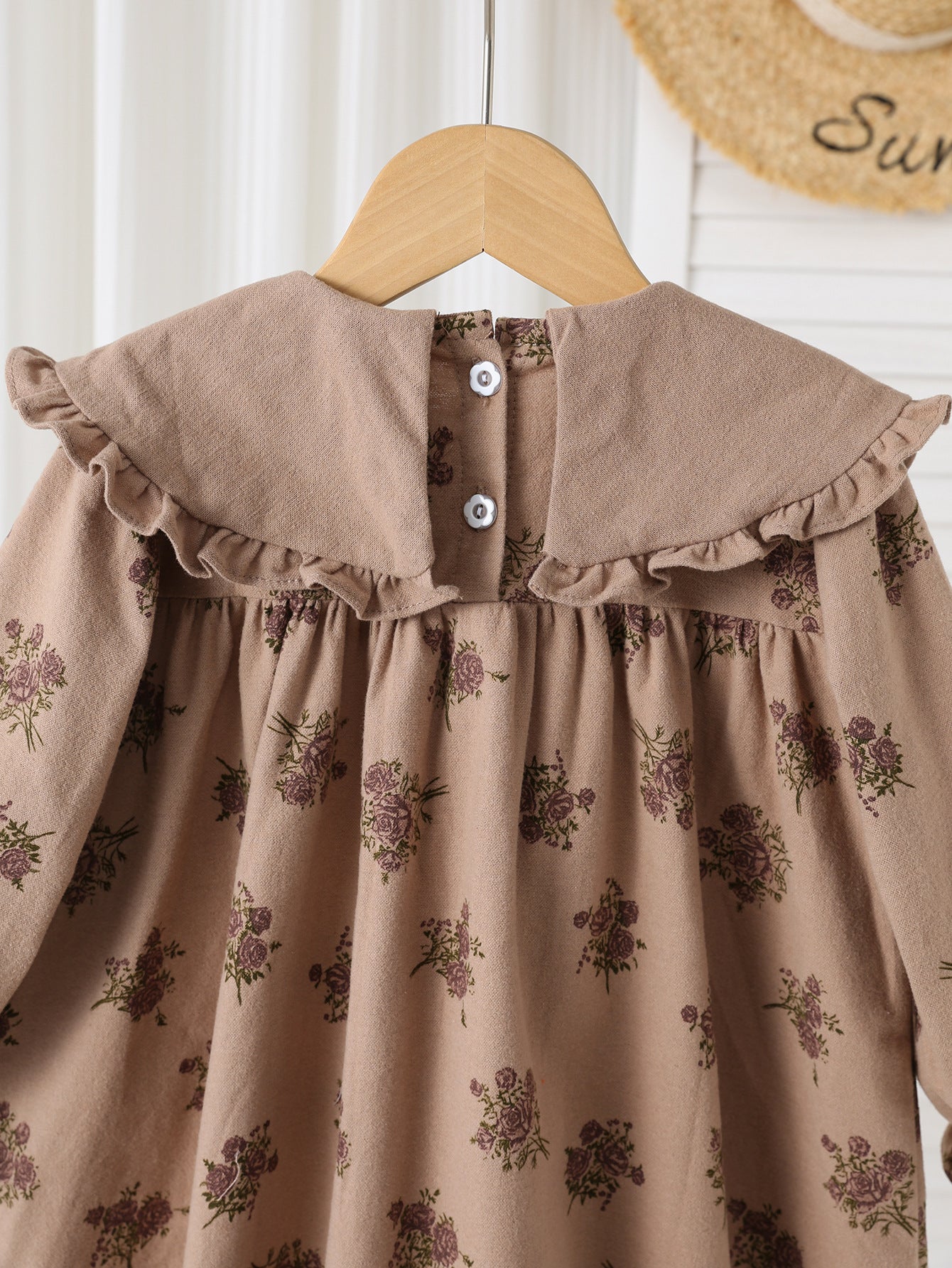 Autumn Arrival Baby Kids Girls Floral Pattern Long Sleeves Dress with Embroidered Collar, MyKids-USA®, Baby & Toddler Dresses, MyKids-USA -  -  -  -  -  -  - 