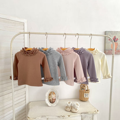 MyKids-USA® Baby Kids Girls Solid Color Turtle Neck Long Sleeves Top