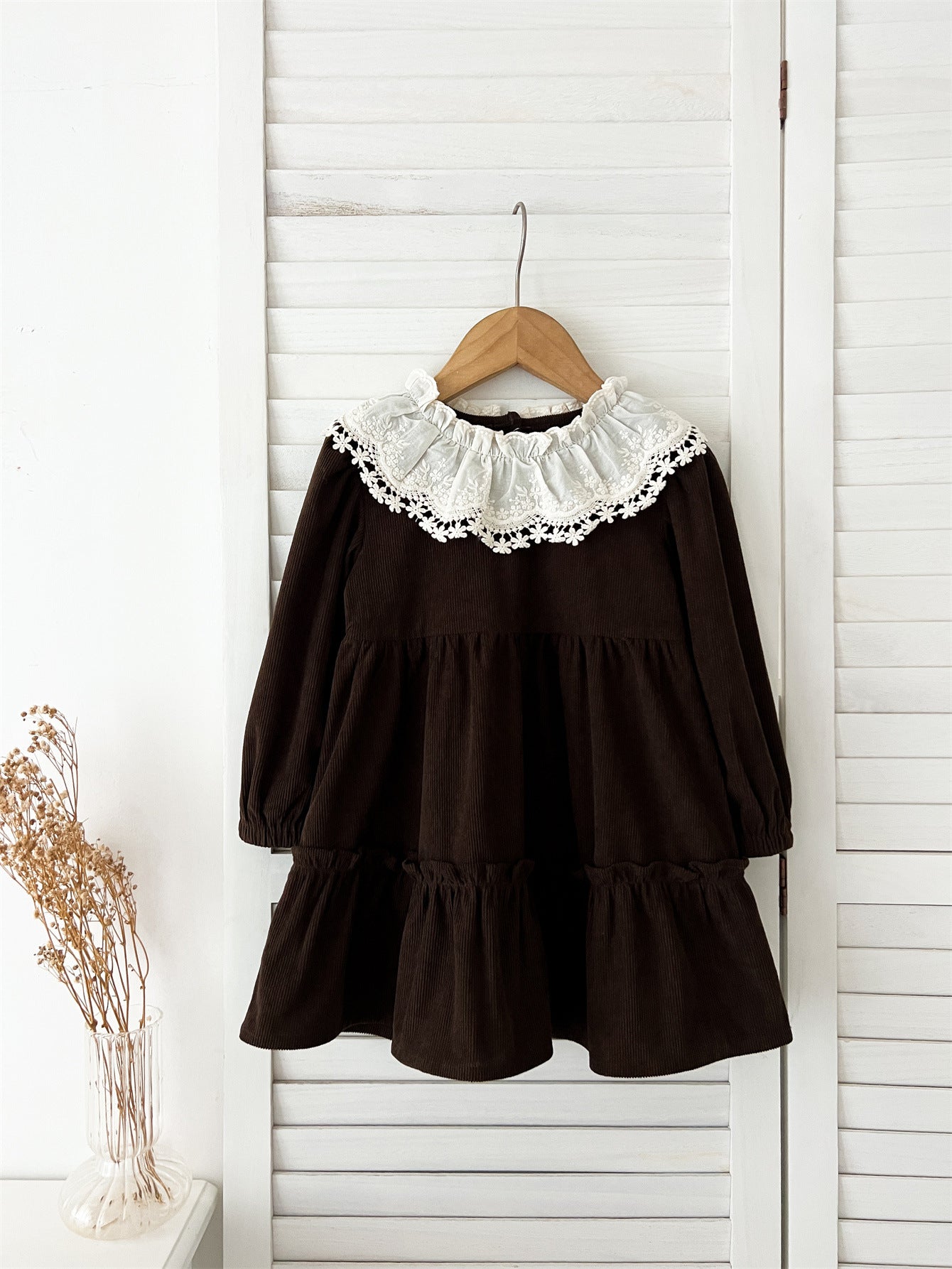 Spring and Autumn Corduroy Long-sleeved Dress with Lace Collar for Stylish Girls, MyKids-USA®, Baby & Toddler Dresses, MyKids-USA -  -  -  -  -  -  - 