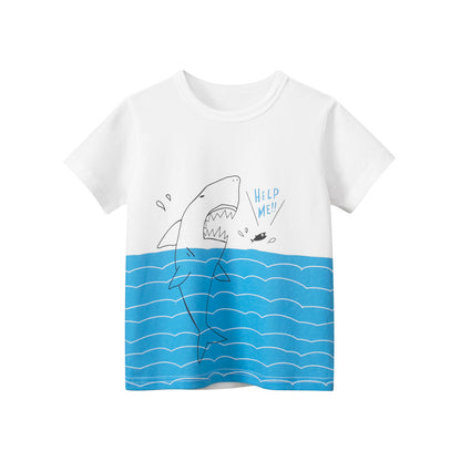 Baby Boy Dolpin Pattern Crewneck Short Sleeve T-Shirt