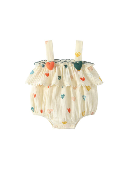 Summer Arrival Baby Girls Sleeveless Hearts Pattern Strap Bodysuit, MyKids-USA®, Baby & Children's One-Pieces, MyKids-USA -  -  -  -  -  -  - .