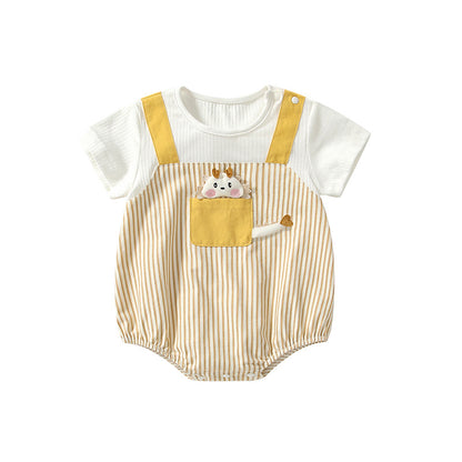 Summer Arrival Baby Girls Short Sleeves Cute Overalls Pattern Striped Onesies, MyKids-USA®, Baby One-Pieces, MyKids-USA -  -  -  -  -  -  - 