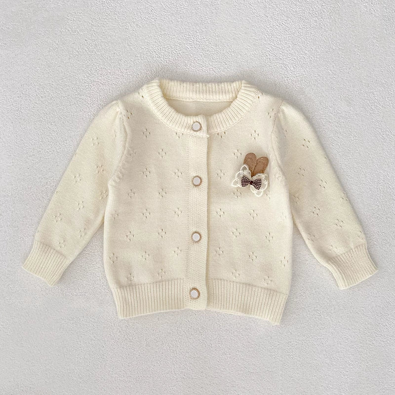 Autumn Arrival Baby Girls Comfortable Hollow-out Pattern Knitted Long Sleeves Cardigan, MyKids-USA®, Cardigans, MyKids-USA - Size/Age - 66 (3-6M) - Color - Beige -  -  - TR2507252056-A