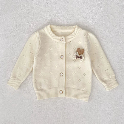 Autumn Arrival Baby Girls Comfortable Hollow-out Pattern Knitted Long Sleeves Cardigan, MyKids-USA®, Cardigans, MyKids-USA - Size/Age - 66 (3-6M) - Color - Beige -  -  - TR2507252056-A