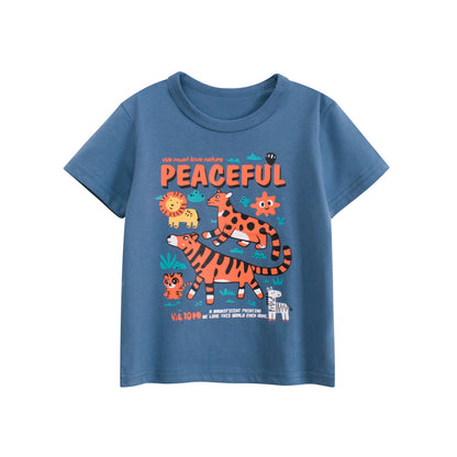 Summer Boys’ Animals Tiger Cartoon Pattern T-shirt in European and American Style, MyKids-USA®, Baby & Toddler Tops, MyKids-USA - Size/Age - 90 (12-24M) - Color - Blue -  -  - TR2505181814-A