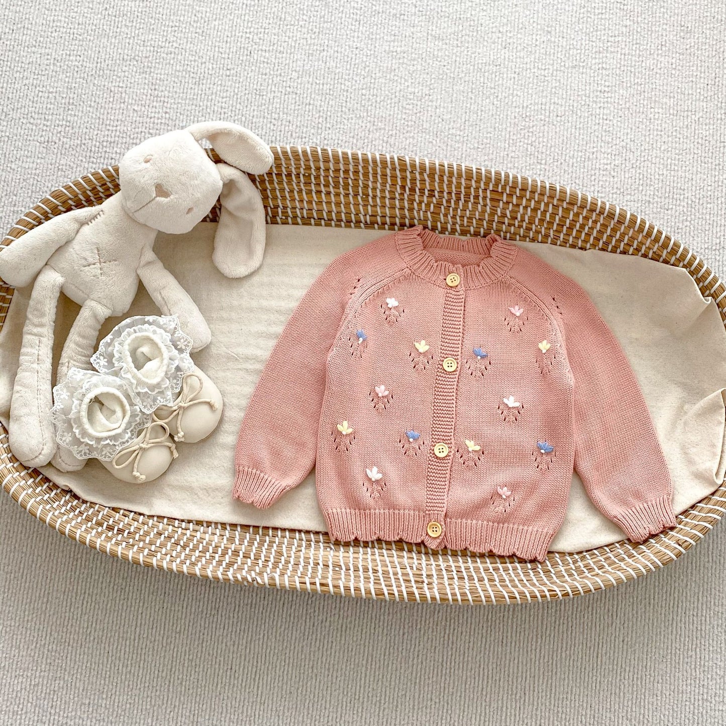 Arrival Baby Girls Comfortable Floral Embroidery Pattern Knitted Long Sleeves Cardigan, MyKids-USA®, Baby & Toddler Outerwear, MyKids-USA - Size/Age - 66 (3-6M) - Color - Pink -  -  - TR2410131717-B