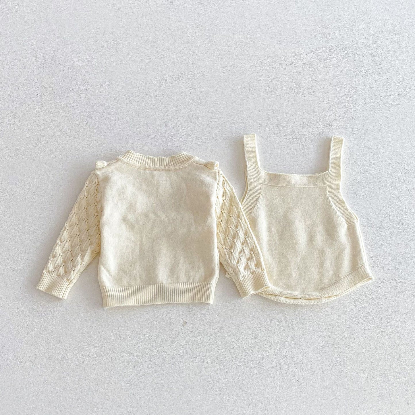 Winter and Autumn Baby Kids Girls Geometric Jacquard Pattern Long Sleeves Cardigan and Sleeveless Onesies 2-piece Knitted Clothing Set, MyKids-USA®, Baby & Toddler Outfits, MyKids-USA -  -  -  -  -  -  - 