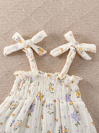 Design Summer Baby Kids Girls Sleeveless Flowers Pattern Rompers with Hat