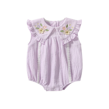 Summer Arrival Sleeveless Flowers Pattern Collar Purple Onesies for Stylish Girls, MyKids-USA®, Baby One-Pieces, MyKids-USA -  -  -  -  -  -  - 