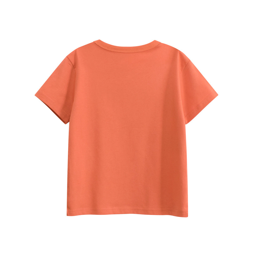 Summer Boys and Girls’ Cartoon and Letters Pattern T-shirt in European and American Style