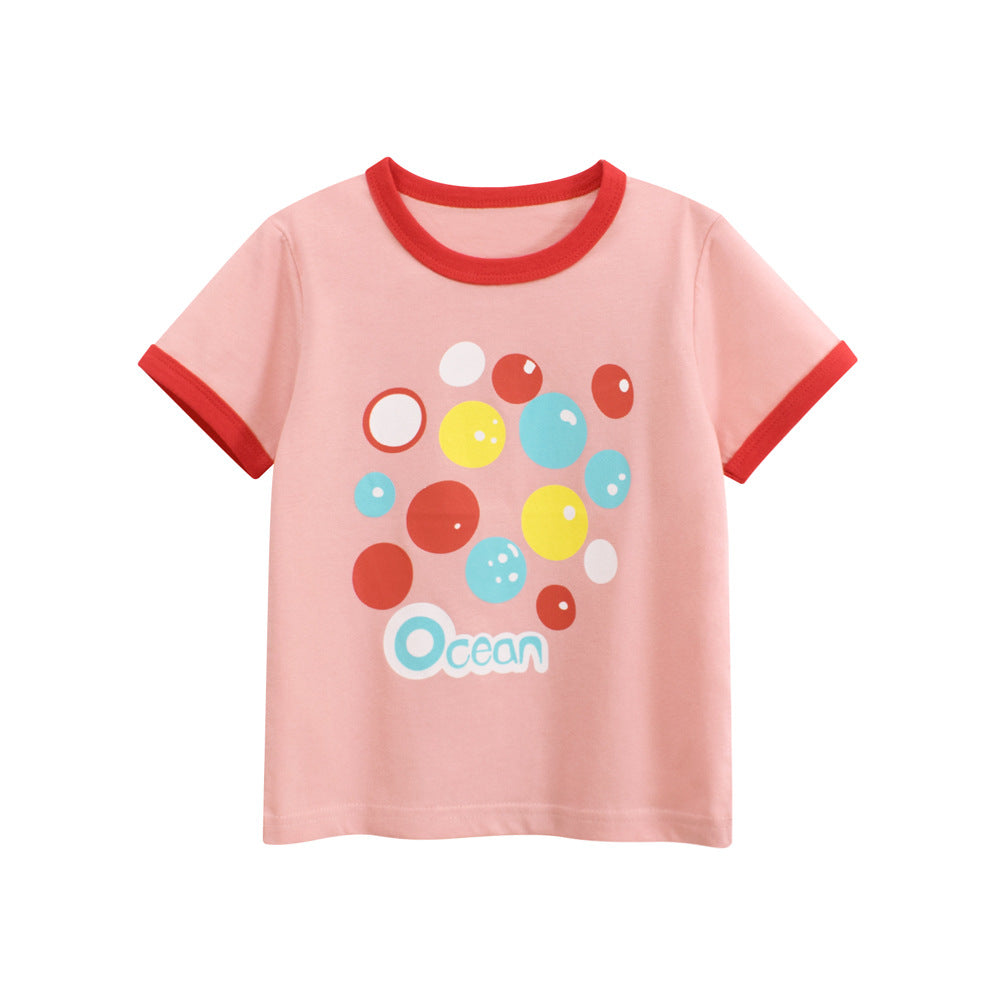Summer Girls’ Colorful Bubbles Pattern T-shirt in European and American Style, MyKids-USA®, Baby & Toddler Tops, MyKids-USA - Size/Age - 90 (12-24M) - Color - Pink -  -  - TR2505172143