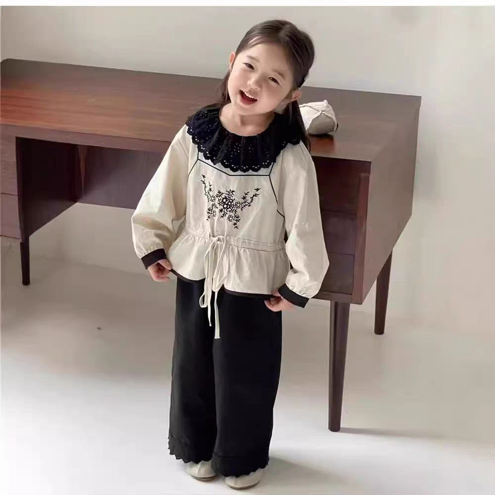 Arrival Autumn Baby Girls Long Sleeves Vine Embroidery Pattern Top and Solid Color Trousers – Clothing Set, MyKids-USA®, Baby & Toddler Outfits, MyKids-USA - Size/Age - 80 (9-12M) - Color - Beige -  -  - TR2409181038-A