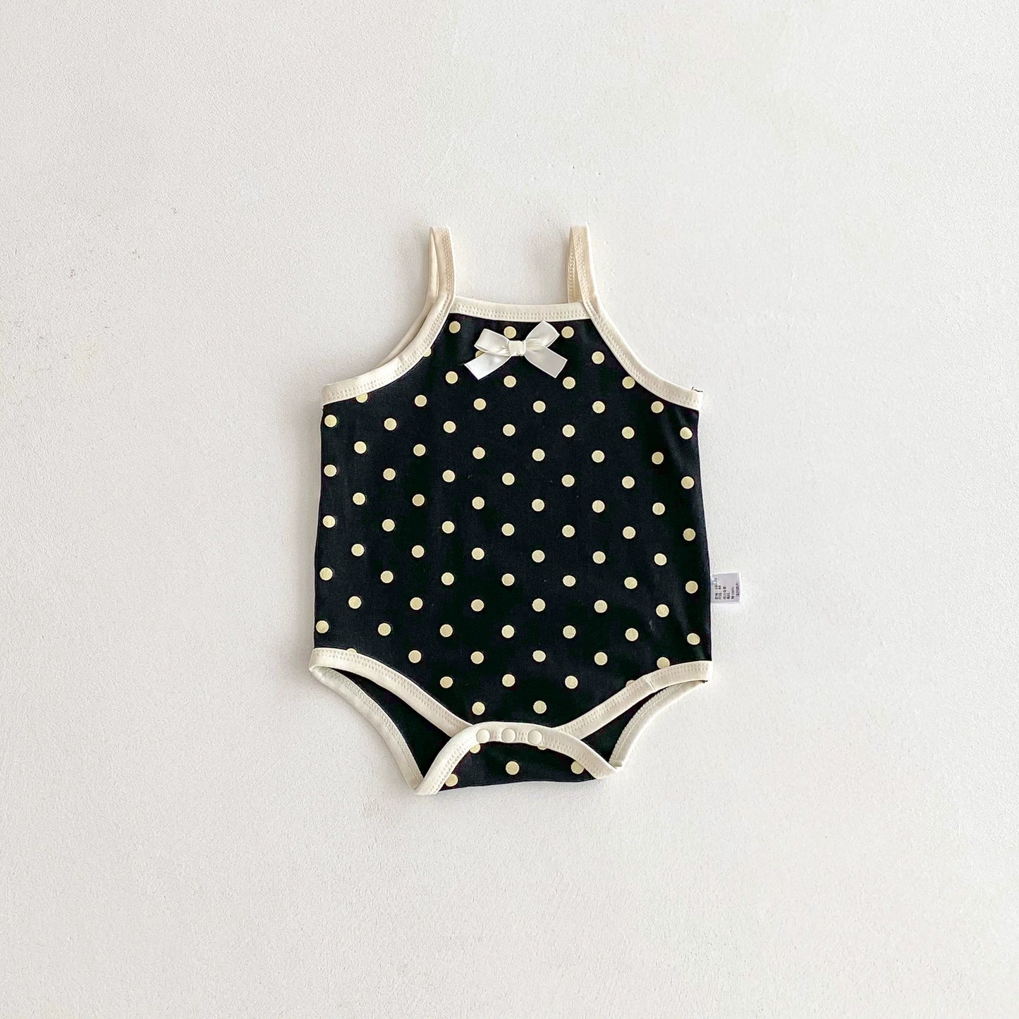 Summer Arrival Baby Girls Dots Pattern Butterfly-bow Decorated Strap Onesies, MyKids-USA®, Baby One-Pieces, MyKids-USA - Size/Age - 66 (3-6M) - Color - Black -  -  - TR2506202020-A