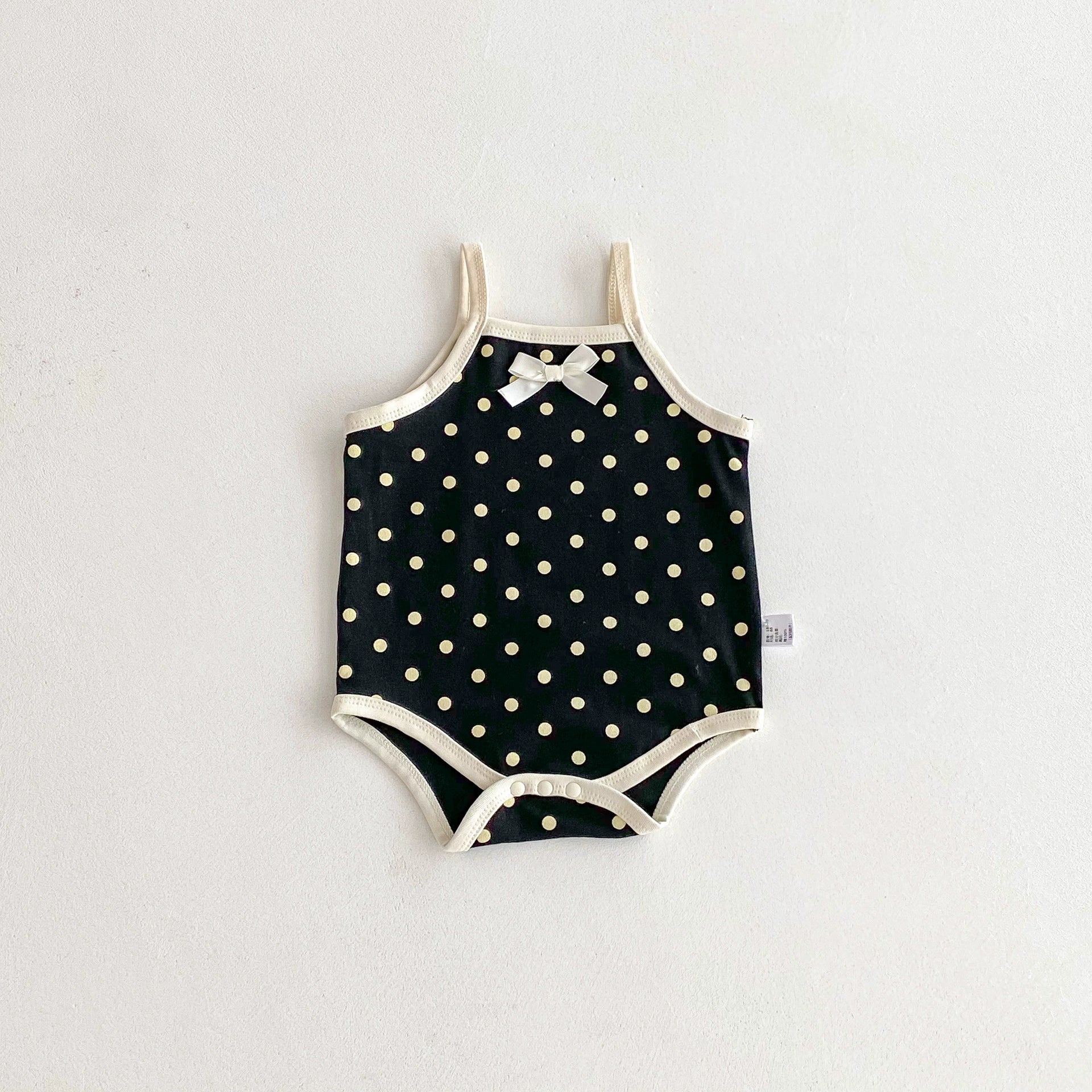 Summer Arrival Baby Girls Dots Pattern Butterfly-bow Decorated Strap Onesies, MyKids-USA®, Baby One-Pieces, MyKids-USA - Size/Age - 66 (3-6M) - Color - Black -  -  - TR2506202020-A