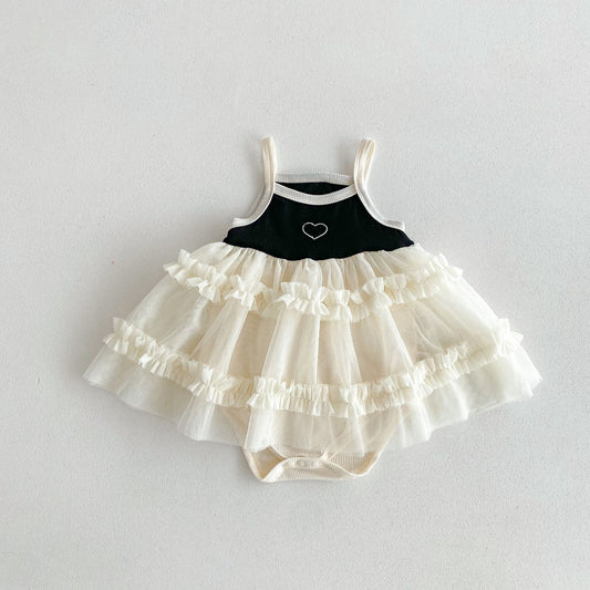 Summer Baby Girls Design Color Patchwork Heart Pattern Sleeveless Mesh Princess Strap bodysuit Dress, MyKids-USA®, Baby & Toddler Dresses, MyKids-USA -  -  -  -  -  -  - .