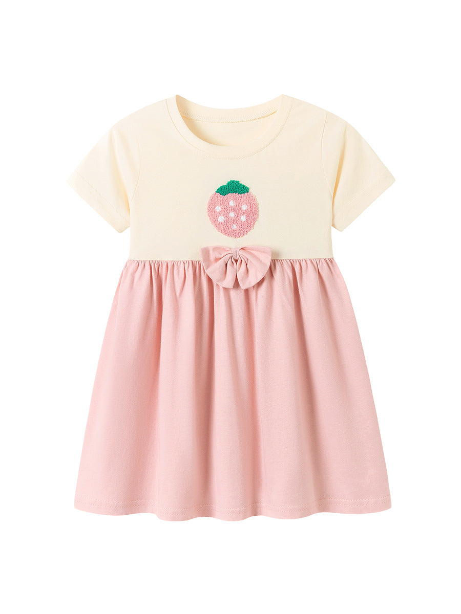 Summer Arrival Strawberry Pattern Color Patchwork Short Sleeves Dress for Stylish Girls, MyKids-USA®, Baby & Children's Dresses, MyKids-USA -  -  -  -  -  -  - .