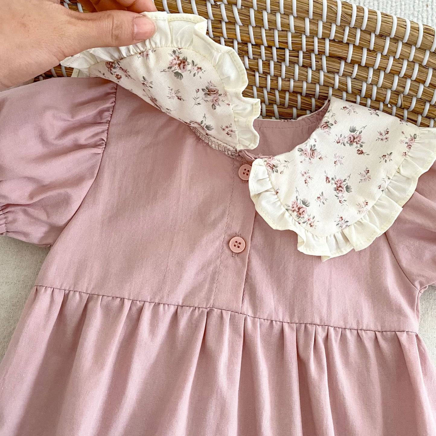 Summer Arrival Baby Girls Short Sleeves Thin Floral Pattern Collar Pink Onesies, MyKids-USA®, Baby One-Pieces, MyKids-USA -  -  -  -  -  -  - 