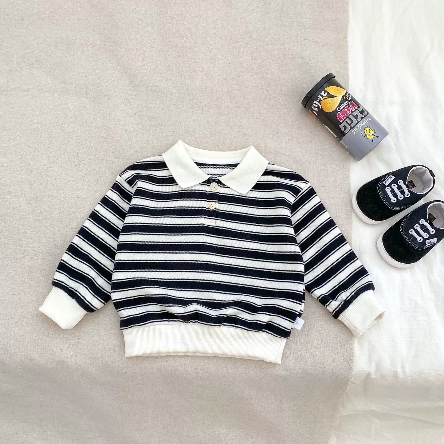 Spring and Autumn Baby Kids Unisex Striped Pattern Top Polo Shirt and Denim Pants Clothing Set, MyKids-USA®, Baby & Toddler Outfits, MyKids-USA - Size/Age - 73 (6-9M) - Color - Black -  -  - TR2509042127-A