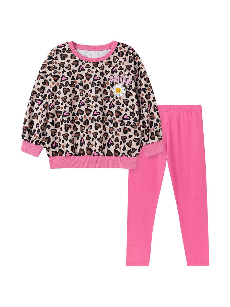 Spring and Autumn Girls Leopard and Letters Pattern Long Sleeves Top and Plain Pants Clothing Set, MyKids-USA®, Baby & Toddler Outfits, MyKids-USA -  -  -  -  -  -  - 