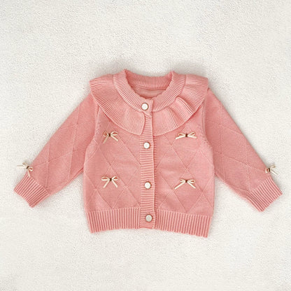 Autumn Arrival Baby Girls Comfortable Butterfly-bows Pattern Knitted Long Sleeves Cardigan, MyKids-USA®, Cardigans, MyKids-USA - Size/Age - 66 (3-6M) - Color - Pink -  -  - TR2508052322-B