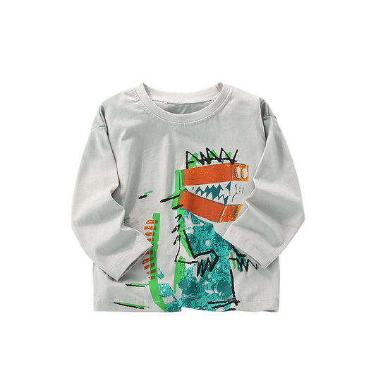 Autumn Dinosaur Pattern Crewneck Soft Shirt