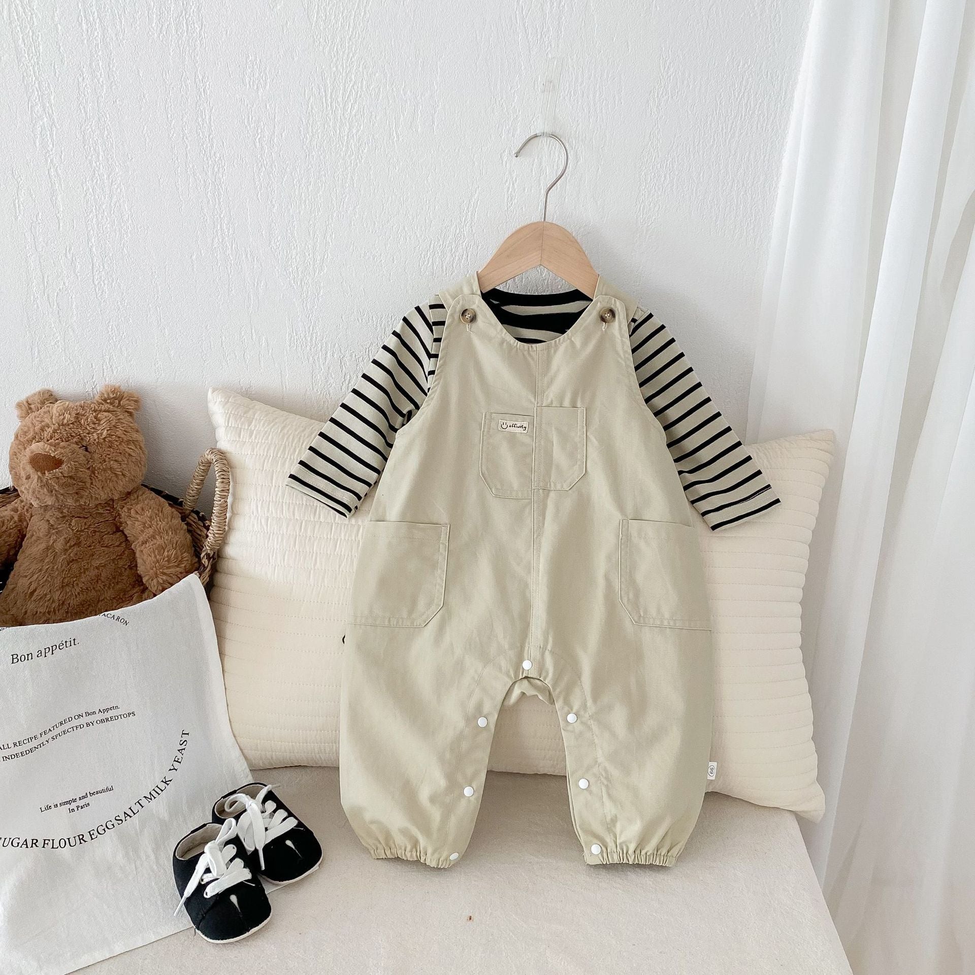 Spring and Autumn Baby Kids Unisex Striped Pattern Long Sleeves Top and Sleeveless Rompers Overalls Clothing Set, MyKids-USA®, Baby & Toddler Outfits, MyKids-USA -  -  -  -  -  -  - 