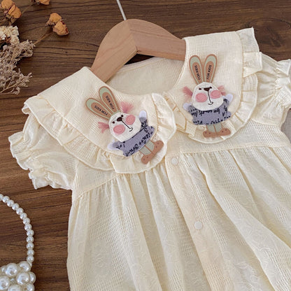 Summer Arrival Baby Girls Short Sleeves Cartoon Pattern Bodysuit