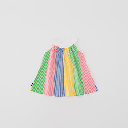 Baby Girl Colorful Striped Pattern Sling Cotton Dress