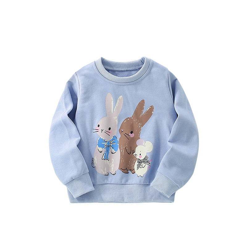 Autumn and Spring Arrival Animals Cartoon Pattern Long Sleeves Pullover for Stylish Girls, MyKids-USA®, Sweatshirts, MyKids-USA - Size/Age - 100 (2-3Y) - Color - Blue -  -  - TR2509152204-A