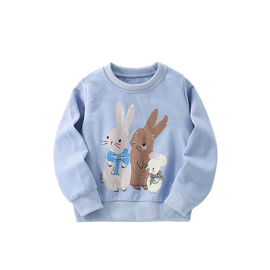 Autumn and Spring Arrival Animals Cartoon Pattern Long Sleeves Pullover for Stylish Girls, MyKids-USA®, Sweatshirts, MyKids-USA - Size/Age - 100 (2-3Y) - Color - Blue -  -  - TR2509152204-A