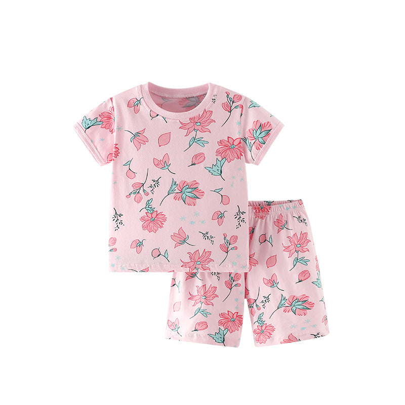 Summer Baby Kids Flowers Pattern T-shirt and Shorts Clothing Set for Girls, MyKids-USA®, Baby & Toddler Outfits, MyKids-USA - Size/Age - 100 (2-3Y) - Color - Pink -  -  - TR2506201825-A