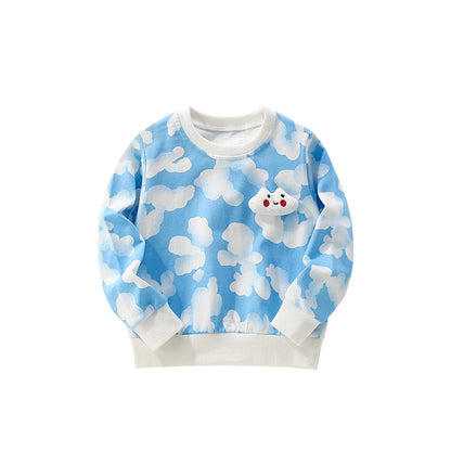 Arrival Geometric Clouds Pattern Long Sleeves Pullover for Kids, MyKids-USA®, Baby & Toddler Outerwear, MyKids-USA - Size/Age - 100 (2-3Y) - Color - Blue -  -  - TR2509172231-A