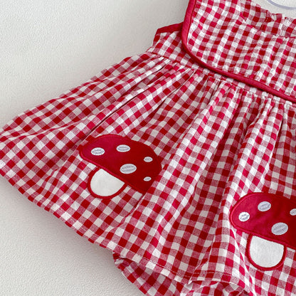 Design Summer Baby Kids Girls Sleeveless Plaid Bodysuit Dress