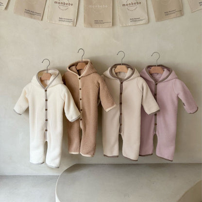 Winter and Spring Arrival Baby Unisex Long Sleeves Plain Fluffy Hooded Rompers, MyKids-USA®, Baby One-Pieces, MyKids-USA -  -  -  -  -  -  - .