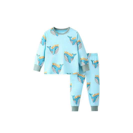 Spring and Autumn Boys Whale Cartoon Pattern Long Sleeves Top and Pants Clothing Set, MyKids-USA®, Baby & Toddler Outfits, MyKids-USA - Size/Age - 110 (3-5Y) - Color - Blue -  -  - TR2509222245-A