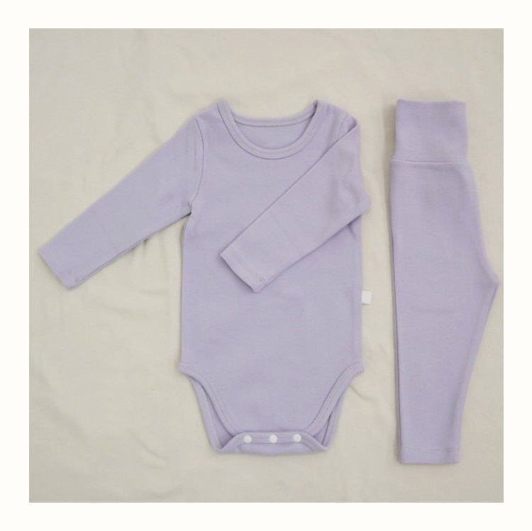 Spring and Autumn Baby Kids Unisex Long Sleeves Solid Color Bodysuit and Pants Clothing Set, MyKids-USA®, Baby & Toddler Outfits, MyKids-USA - Size/Age - 66 (3-6M) - Color - Purple -  -  - TR2512251119-I.