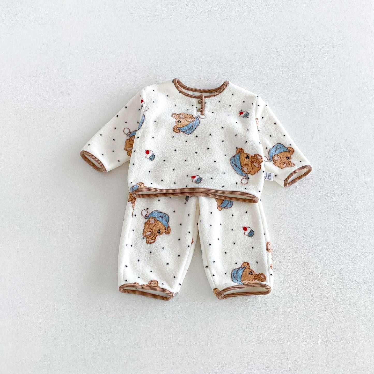 MyKids-USA® Hot Selling Winter Baby Kids Long Sleeves Fleeece-Lined Cartoon Top and Pants Set