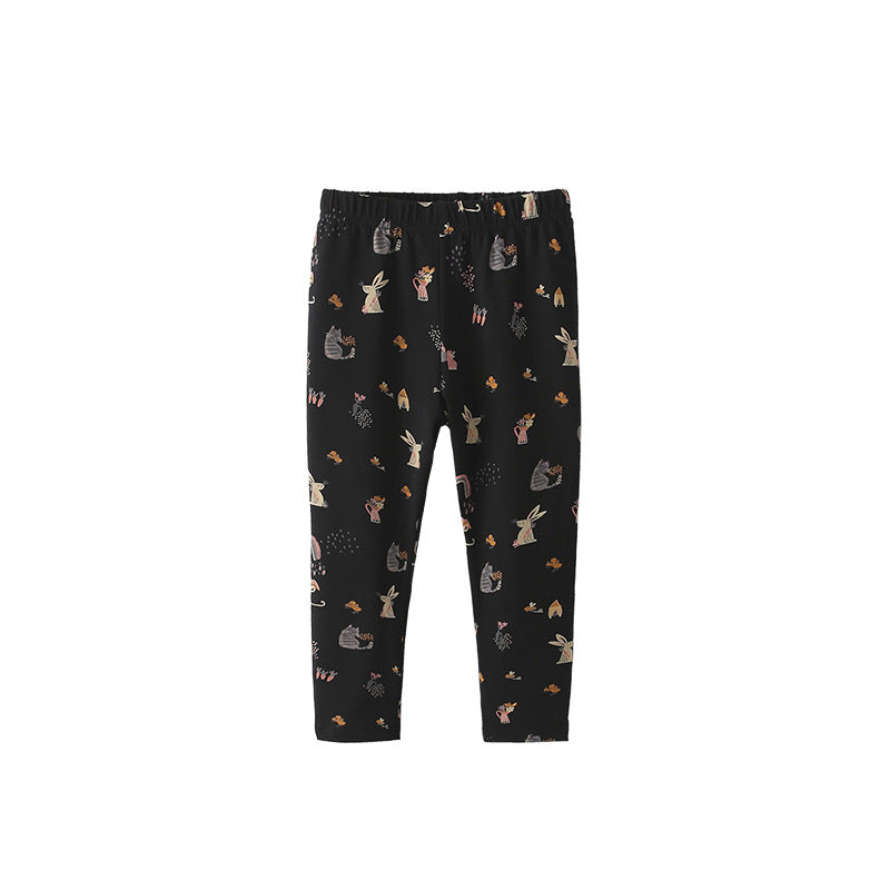 Autumn Arrival Baby Kids Girls Animals Cartoon Pattern Casual Pants, MyKids-USA®, Trousers, MyKids-USA - Size/Age - 120 (5-7Y) - Color - Black -  -  - TR2509212241-A