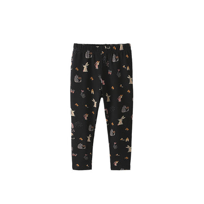 Autumn Arrival Baby Kids Girls Animals Cartoon Pattern Casual Pants, MyKids-USA®, Trousers, MyKids-USA - Size/Age - 120 (5-7Y) - Color - Black -  -  - TR2509212241-A