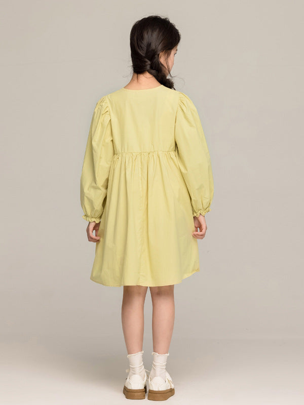 Autumn Arrival Long Sleeves Embroidered Pattern Dress for Stylish Girls