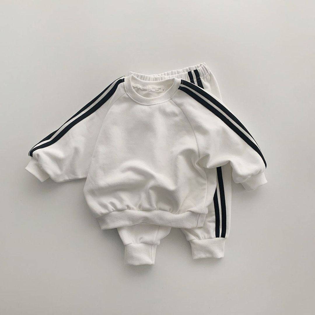 Autumn Baby Kids Unisex Casual Striped Long Sleeves Pullover and Pants Sportswear Clothing Set, MyKids-USA®, Baby & Toddler Outerwear, MyKids-USA - Size/Age - 66 (3-6M) - Color - White -  -  - TR2408142148-D