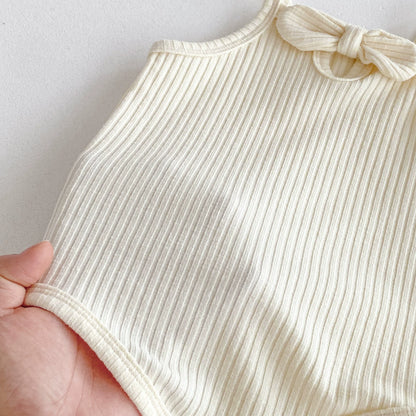 Summer Arrival Baby Girls Solid Color Butterfly-bow Decorated Strap Onesies, MyKids-USA®, Baby One-Pieces, MyKids-USA -  -  -  -  -  -  - 