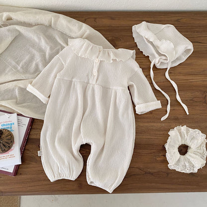 Autumn Arrival Baby Girls Long Sleeves Solid Color Rompers with Hat, MyKids-USA®, Baby One-Pieces, MyKids-USA -  -  -  -  -  -  - 