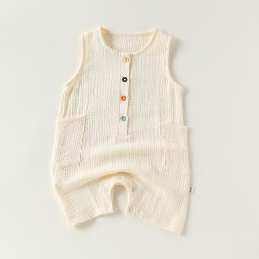Summer Arrival Baby Unisex Sleeveless Colorful Button Rompers Bodysuits