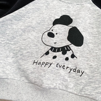 MyKids-USA® Hot Selling Autumn Baby Kids Long Sleeves Puppy Pattern Pullover and Plain Pants Set