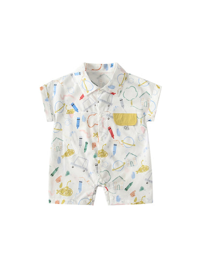 Summer Arrival Baby Boys Short Sleeves Cartoon Pattern Single Breasted Rompers Bodysuits, MyKids-USA®, Baby & Children's One-Pieces, MyKids-USA -  -  -  -  -  -  - .