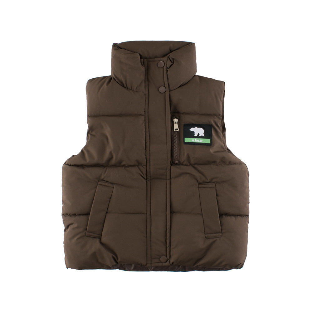 Style Kids Unisex Outerwear: Sleeveless Single Breasted Coat for Children, MyKids-USA®, Baby & Toddler Outerwear, MyKids-USA - Size/Age - 110 (3-5Y) - Color - Coffee -  -  - TR2410032212-C