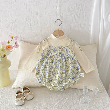 Autumn Hot Selling Baby Girls Beige Floral Pattern Long Sleeves Color Patchwork Onesies Bodysuits, MyKids-USA®, Baby One-Pieces, MyKids-USA -  -  -  -  -  -  - 